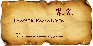 Novák Koriolán névjegykártya